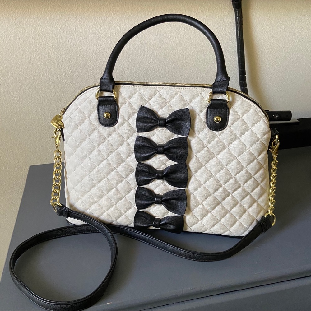 Betsey Johnson Black & White Bow Crossbody Purse
